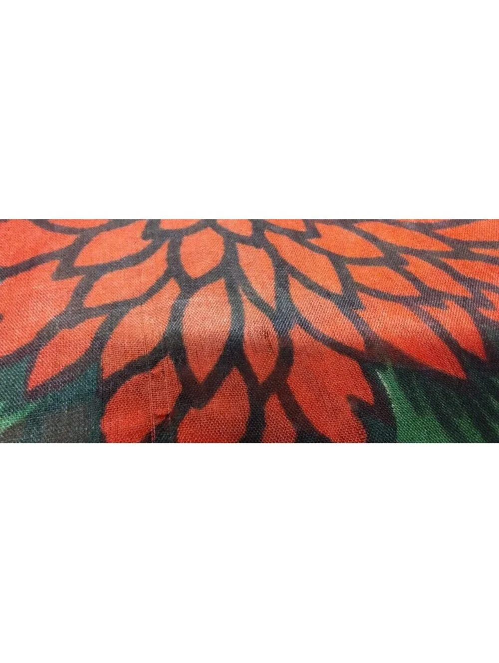 Vintage 40s Orange Floral Handkerchief Fine Silk Neck Scarf 1940s Colors Green